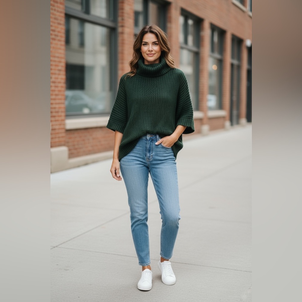 NEW DIRECTIONS Women's Short
Sleeve Turtleneck Sweater